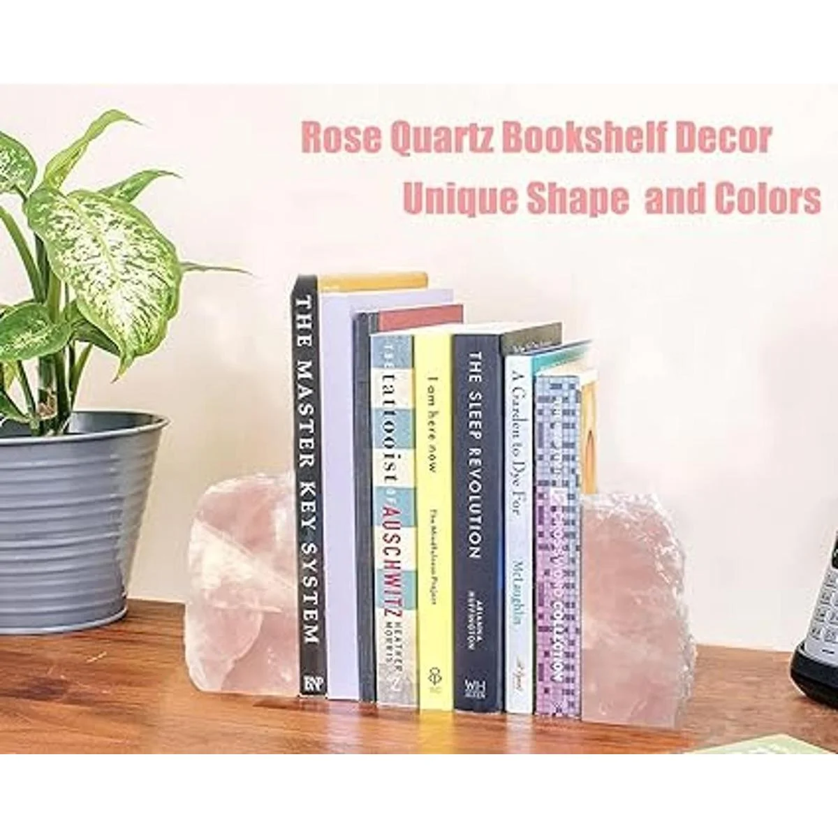 MOGEMT Sujetalibros de cristal rosados resistentes y_2