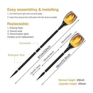 Permande Paquete de 8 luces solares mejoradas con llamas_3