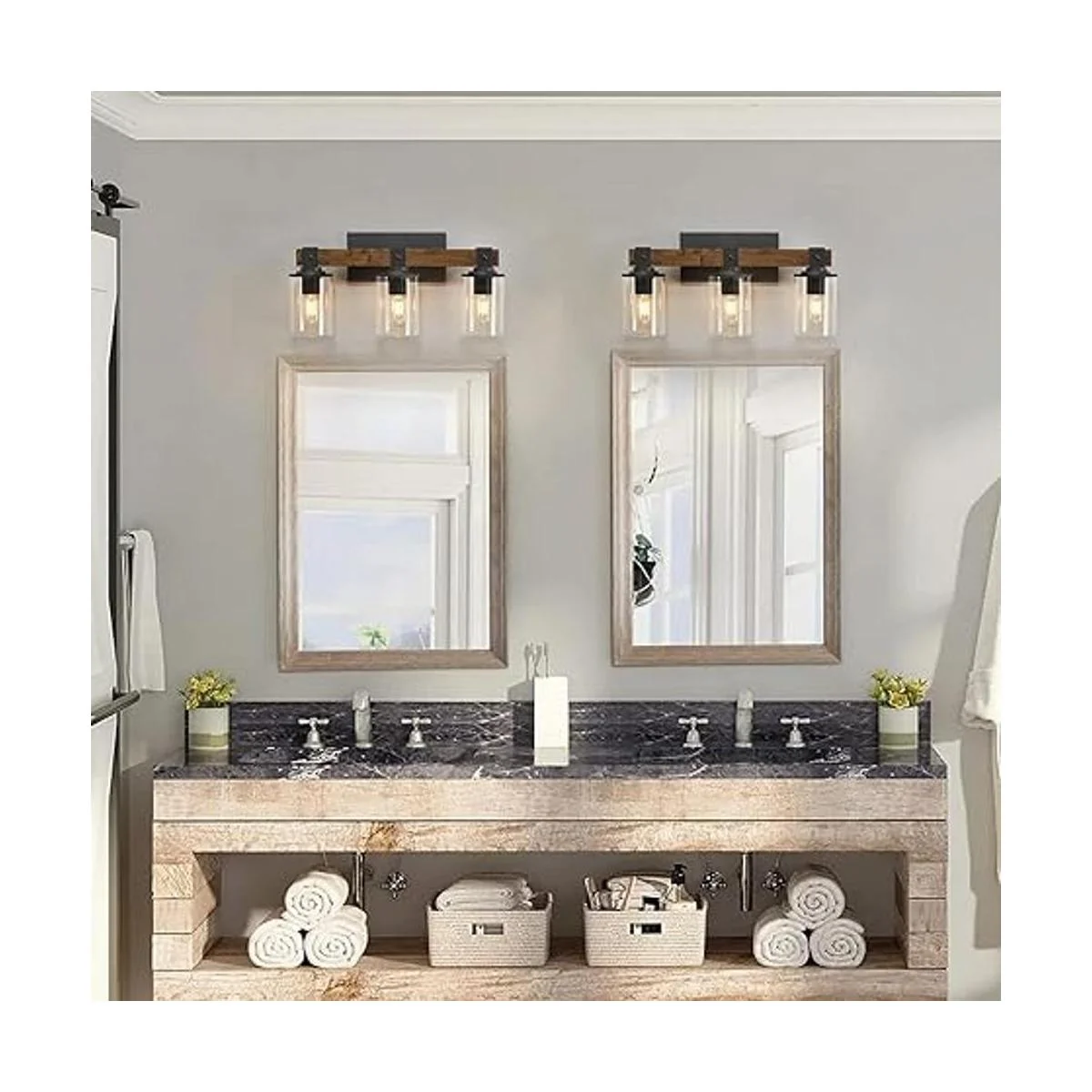 DUJAHMLAND Lámpara de tocador de granja luz de pared de_5