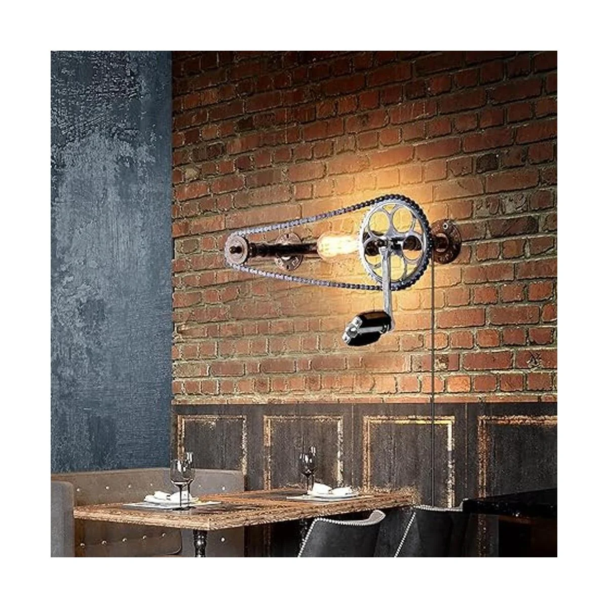 Lámpara de pared rústica con base E26 Edison estilo_4