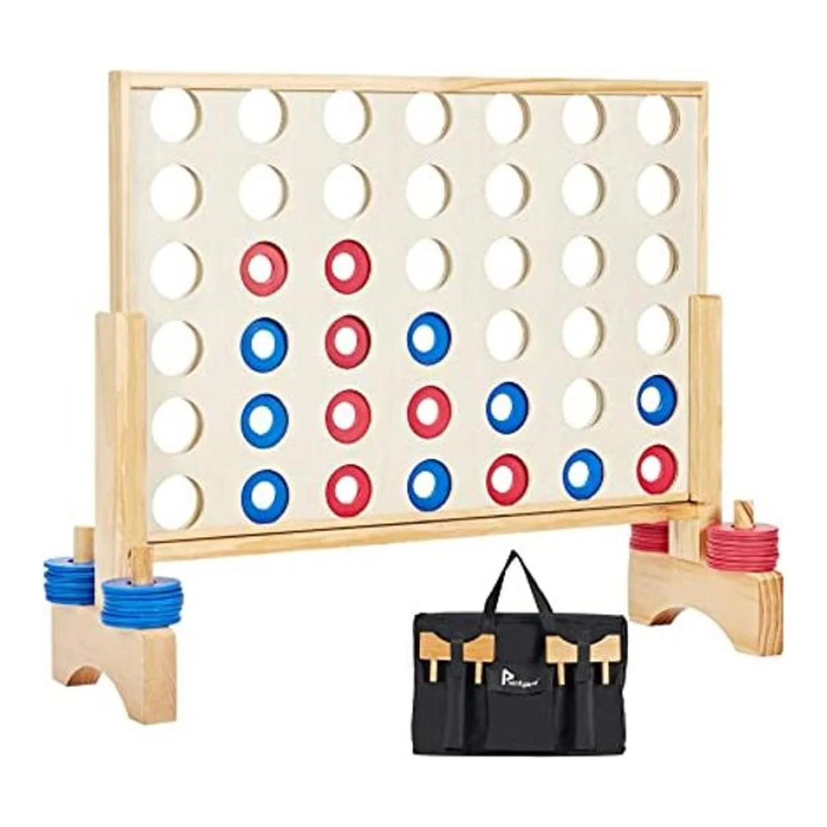 Pointyard Juego gigante de madera 4 en una fila juego_1