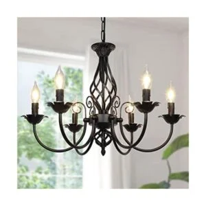 Candelabro de 6 luces para sala de estar lámpara de techo_1