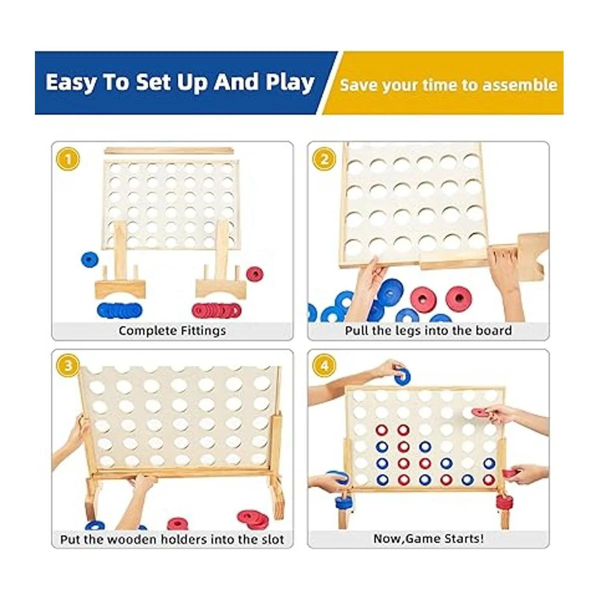 Pointyard Juego gigante de madera 4 en una fila juego_4