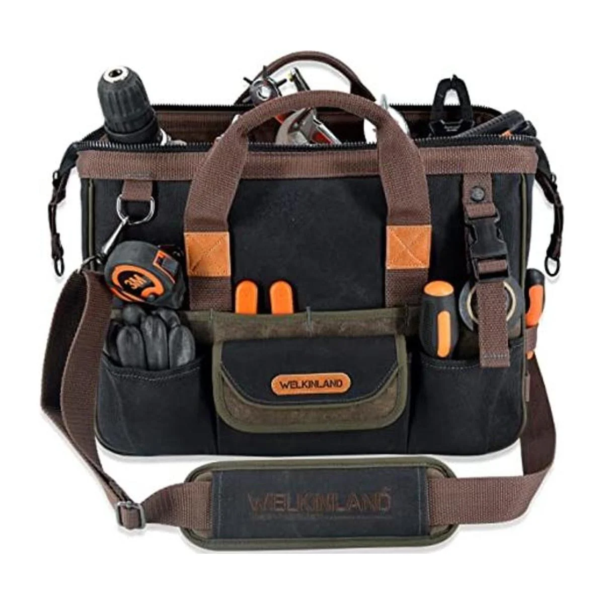 Bolsa de herramientas de lona encerada de 32 bolsillos_1