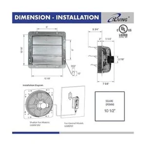 iLIVING Ventilador de escape de obturador montado en la_6