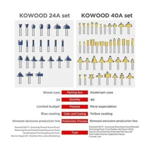 KOWOOD Juego de 40 brocas de enrutador vástago de 14_5