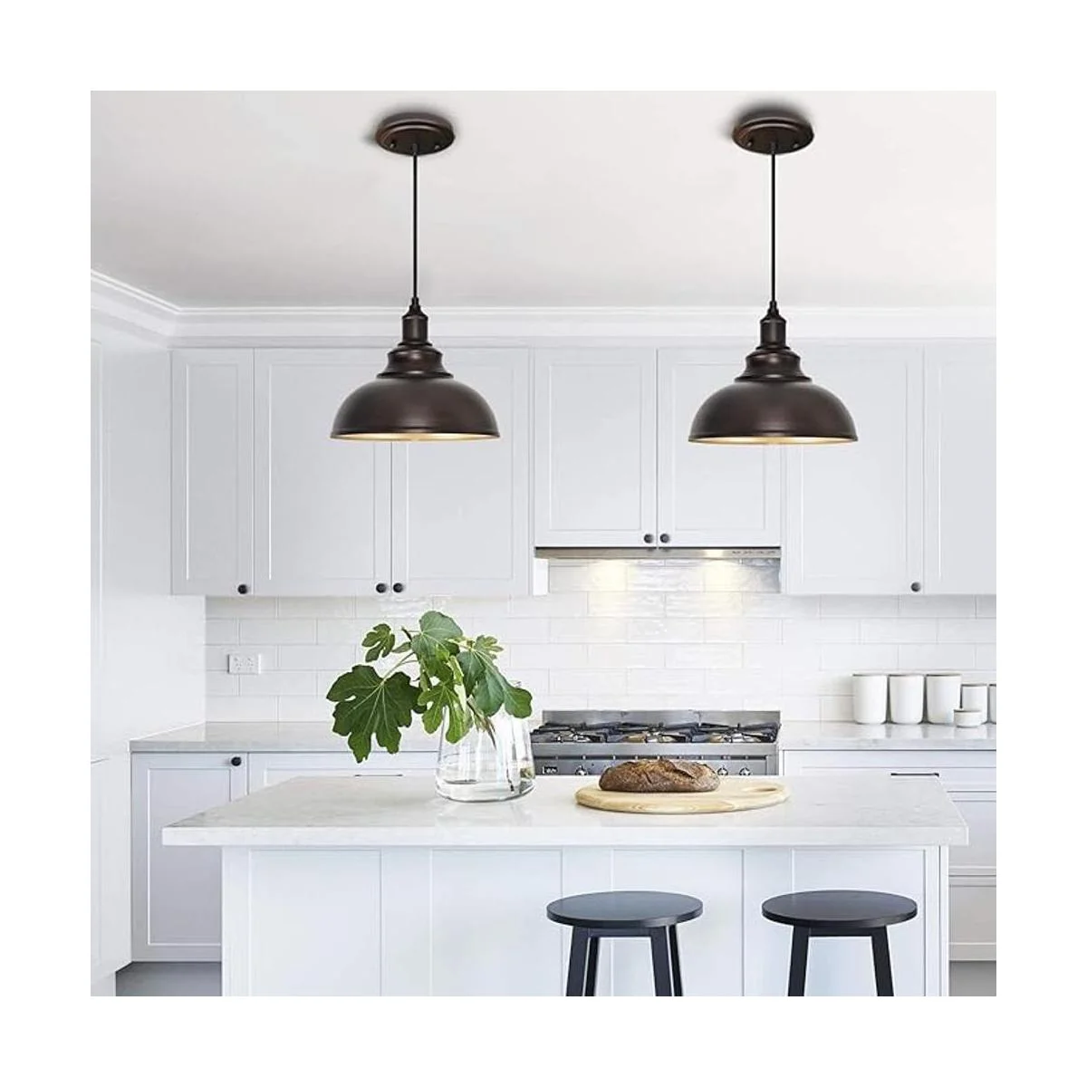 ALAISLYC Paquete de 2 luces colgantes de bronce para isla_4