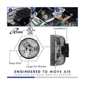 iLIVING Ventilador de escape de obturador montado en la_3