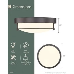 Cargifak Lámpara de techo empotrada de 12 pulgadas 2_4