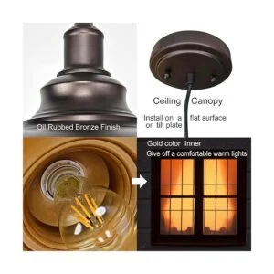 ALAISLYC Paquete de 2 luces colgantes de bronce para isla_6