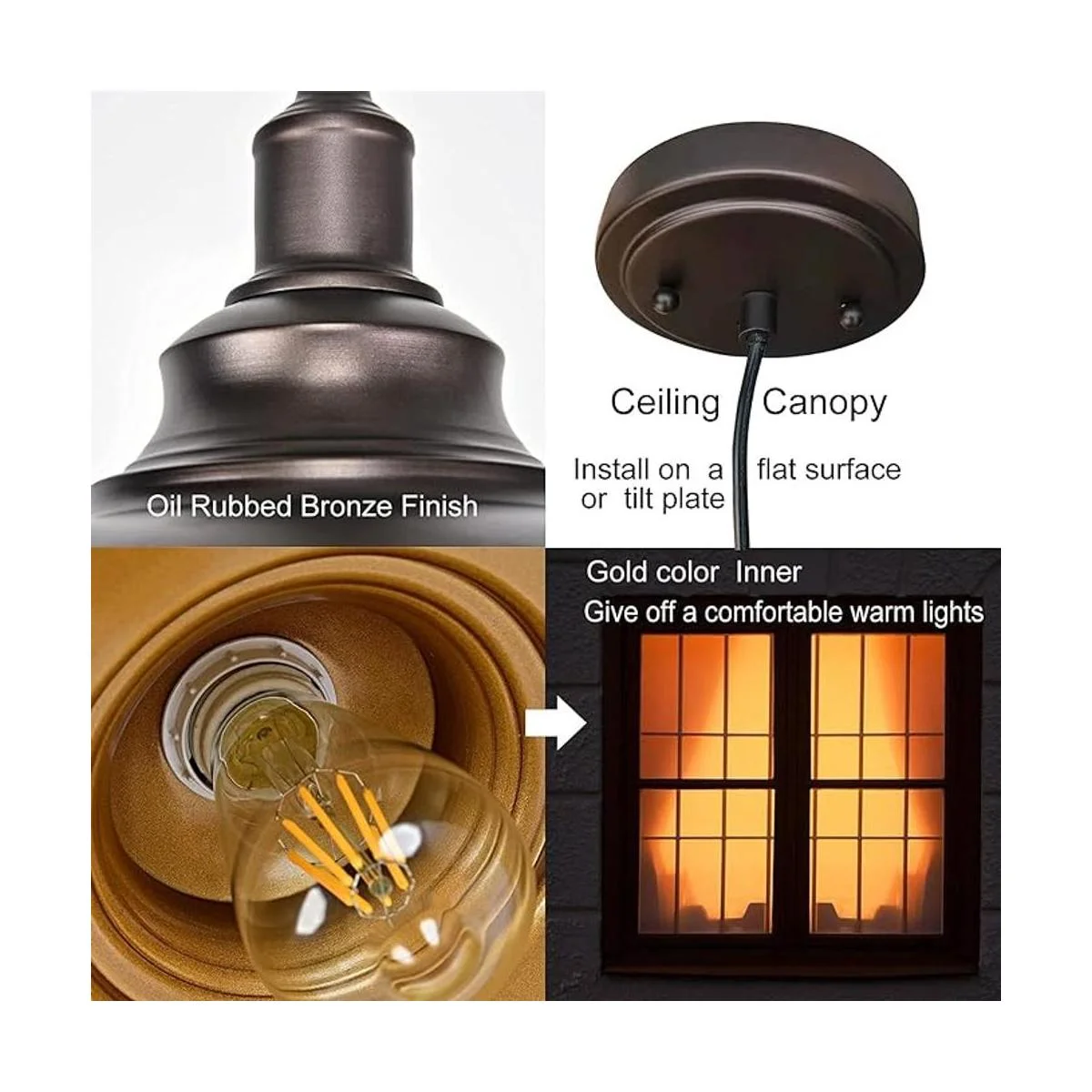 ALAISLYC Paquete de 2 luces colgantes de bronce para isla_6