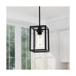 Lámpara colgante de granja negra luz industrial de isla_2