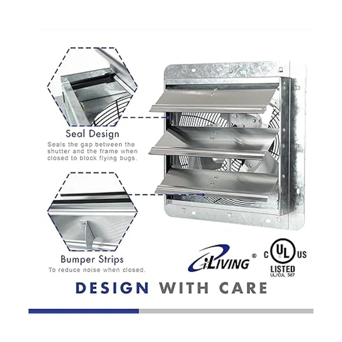 iLIVING Ventilador de escape de obturador montado en la_5