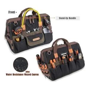 Bolsa de herramientas de lona encerada de 32 bolsillos_3