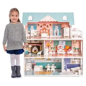 ROBUD Casa de madera para muñecas regalo de juguete para_1
