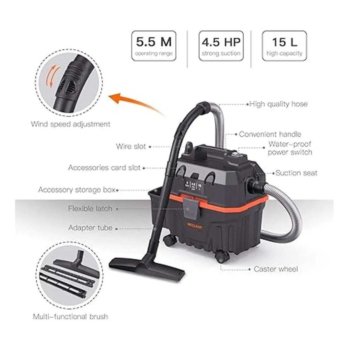 WECLEAN V7 Aspiradora comercial de 4 galones y 5.5 Peak_3