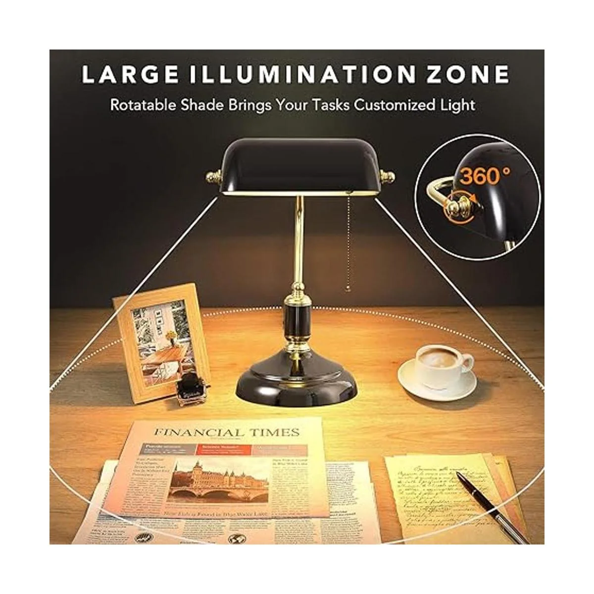 Lámpara de banco tradicional pantalla negra con_5