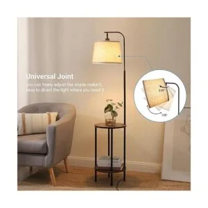 DEWENWILS Lámpara de pie con mesa adjunta mesita de noche_3