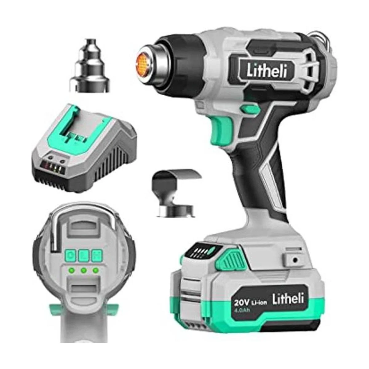 Litheli Pistola de calor inalámbrica de 20 V kit de_1