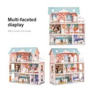 ROBUD Casa de madera para muñecas regalo de juguete para_3