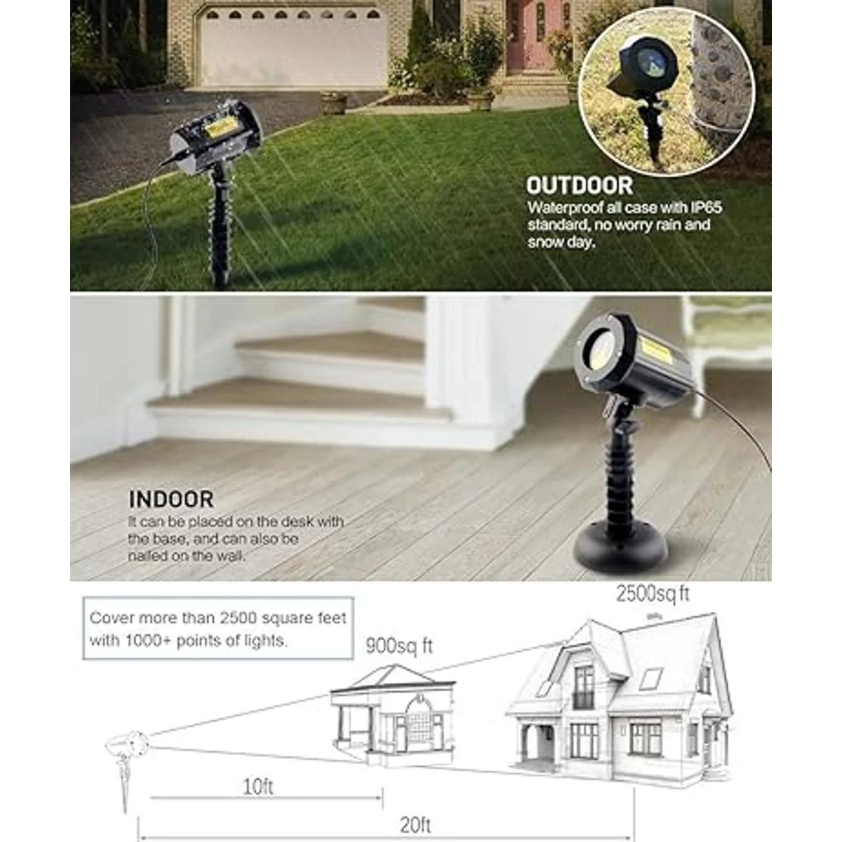 Poeland Luces de jardín con láser en movimiento luces de_6