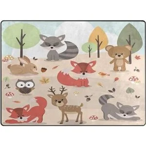 ALALAL Alfombra de área de animales del bosque de dibujos_2