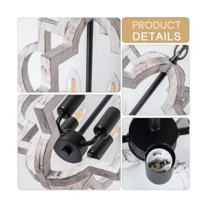 Lighceac Lámpara de araña rústica de 15 pulgadas de estilo_3