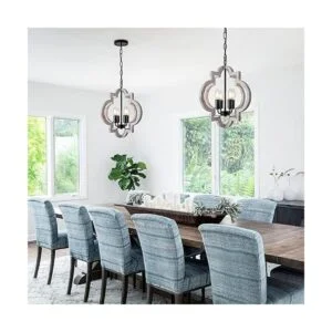 Lighceac Lámpara de araña rústica de 15 pulgadas de estilo_4