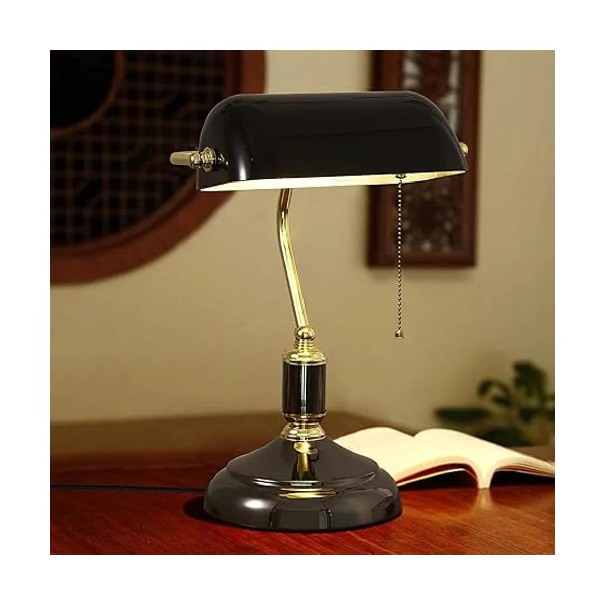 Lámpara de banco tradicional pantalla negra con_4