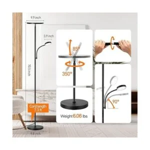 Outon Lámpara de pie LED con lámpara de lectura ajustable_5