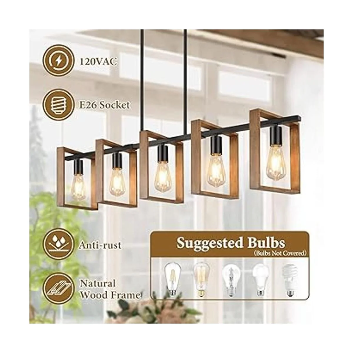 Iluminación de isla de cocina de 53 pulgadas 5 luces_4