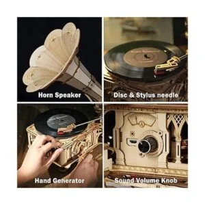 ROKR Rompecabezas de madera 3D gramófono para adultos kit_3