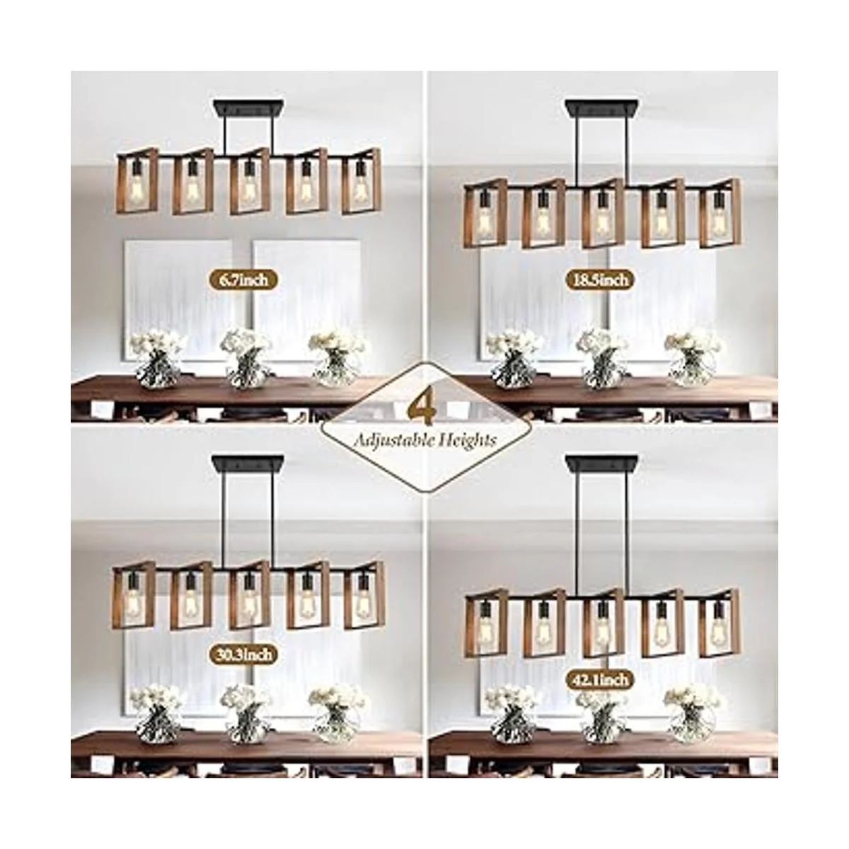 Iluminación de isla de cocina de 53 pulgadas 5 luces_3