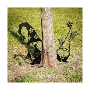 Metal Garden Art Paquete de 4 gnomos negro surtido_2