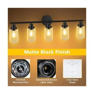 Unicozin Modernas luces de pared de color negro mate 5_6