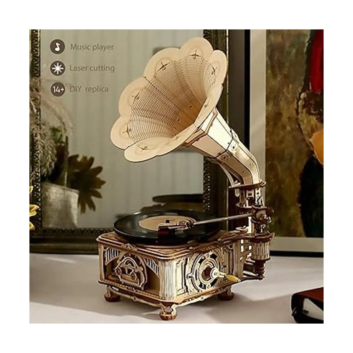 ROKR Rompecabezas de madera 3D gramófono para adultos kit_2