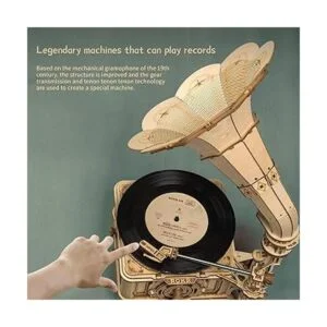 ROKR Rompecabezas de madera 3D gramófono para adultos kit_5