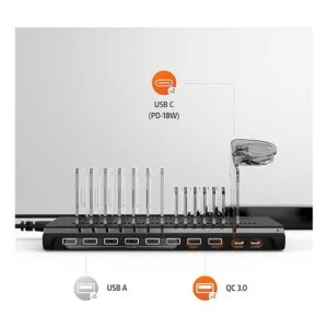 Alxum Estación de carga rápida USB C 96 W y 10 puertos_4