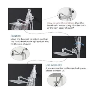 GPromise Combo de cabezal de ducha cuadrado doble de_5