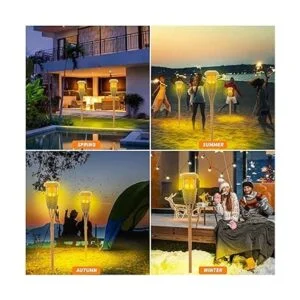 Evelynsun Tiki Linterna solar para exteriores con llama_4