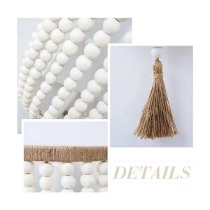 VILUXY Lámpara de pared bohemia con cuentas de madera_5
