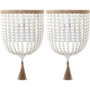 VILUXY Lámpara de pared bohemia con cuentas de madera_1