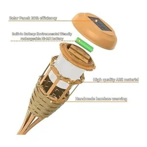 Evelynsun Tiki Linterna solar para exteriores con llama_5