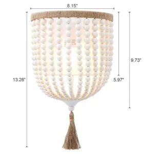 VILUXY Lámpara de pared bohemia con cuentas de madera_6