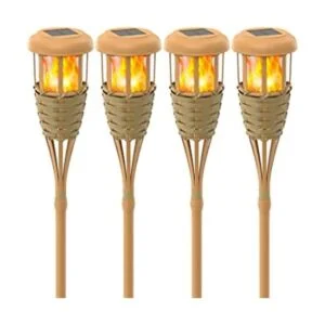 Evelynsun Tiki Linterna solar para exteriores con llama_1