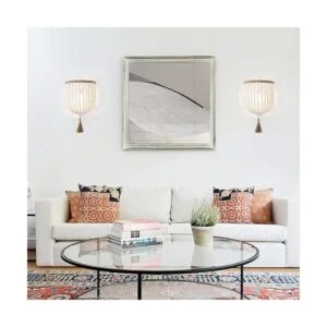 VILUXY Lámpara de pared bohemia con cuentas de madera_4