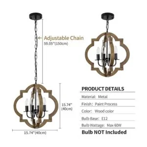 Lámpara de araña de 15.7 pulgadas 4 luces hecha a mano_2