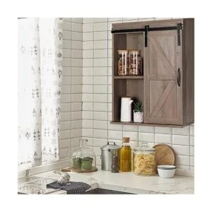Rustown Gabinete de baño de madera de granja con puerta_2