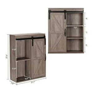 Rustown Gabinete de baño de madera de granja con puerta_4