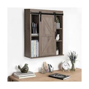 Rustown Gabinete de baño de madera de granja con puerta_7